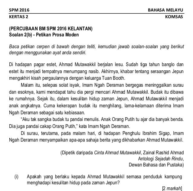 Contoh Soalan Cerpen Spm - Terengganu w