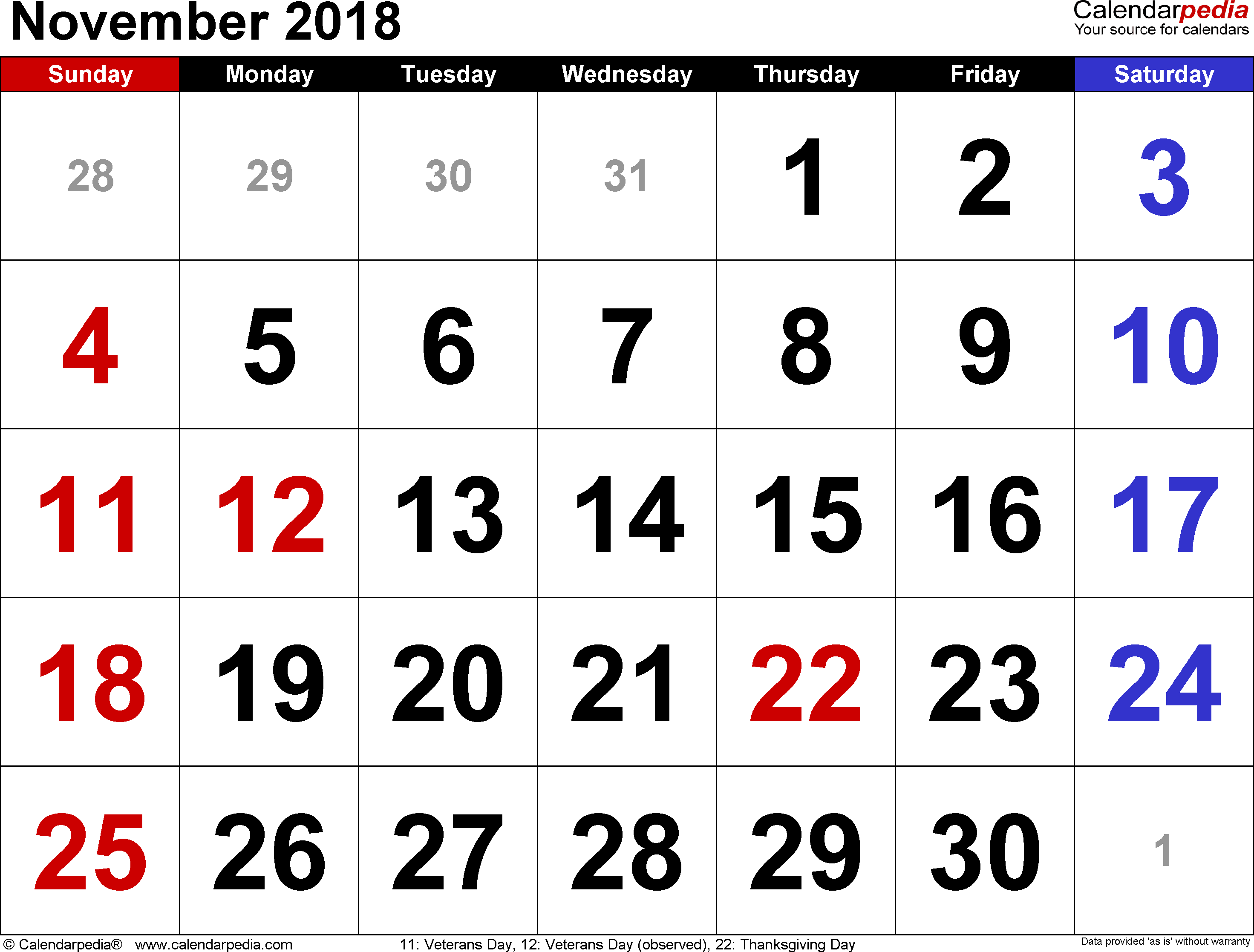 Image result for november 2018 calendar