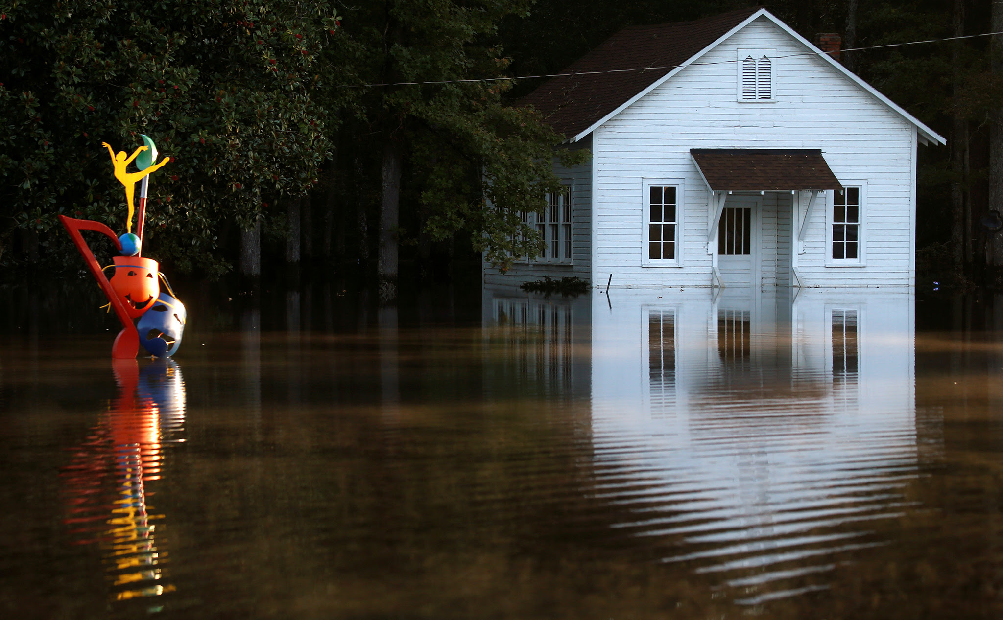 A flooded building is pictured after Hurricane Matthew passes in Lumberton, North Carolina, U.S., October 11, 2016.