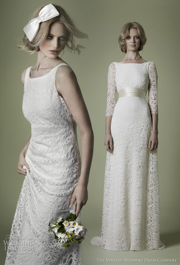 3 4 lace sleeves version shown on the right 1960s wedding dresses vintage 