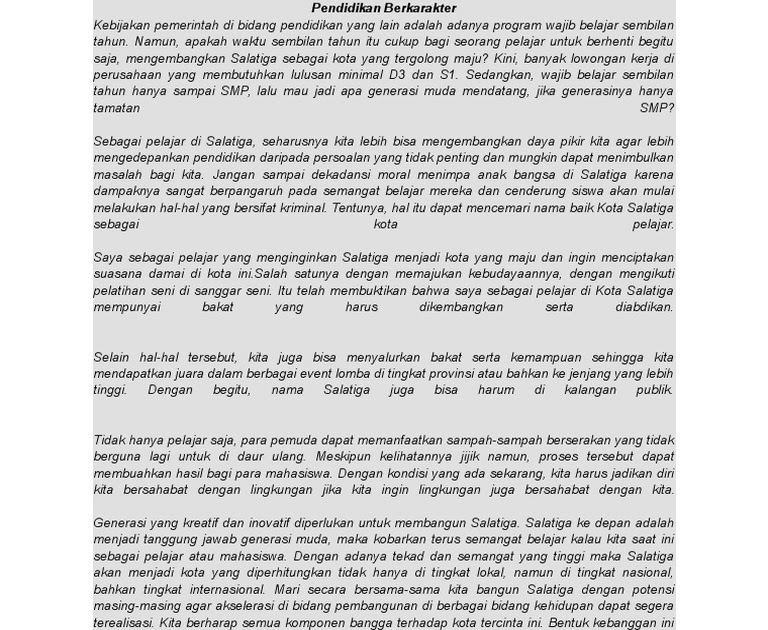 Contoh Esai Lingkungan Sekolah