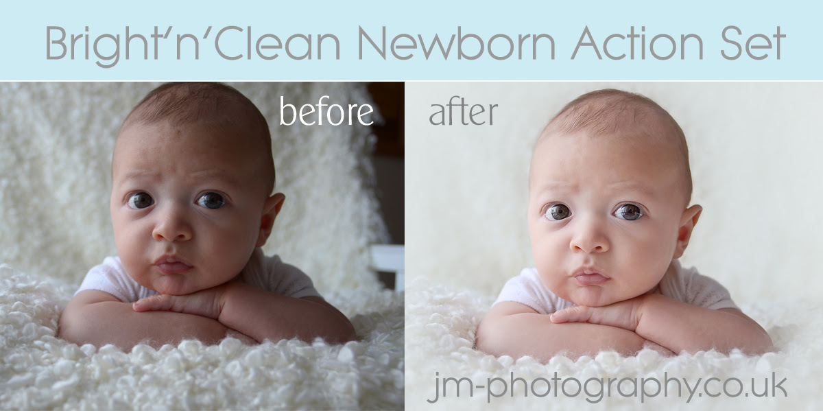 Bright and clean newborn photoshop action set