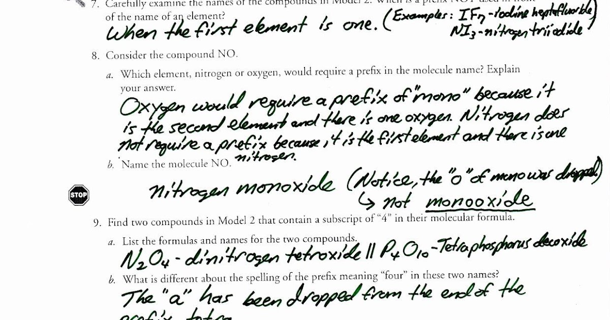 Naming Molecular Compounds Worksheet Answers - Latest Ruckus