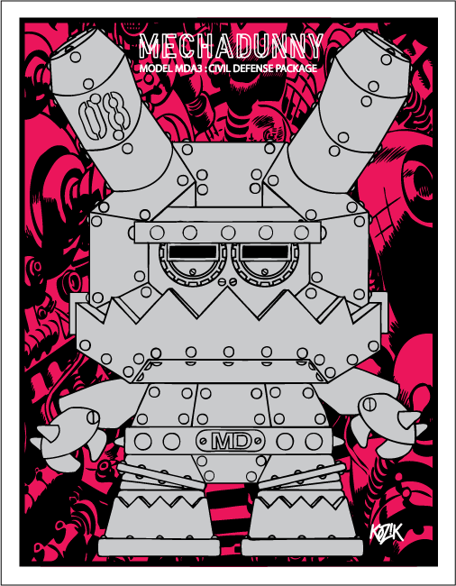 8-inch "Mecha Dunny" from Frank Kozik... teased with the reveal of a bundled screen-print!!! 