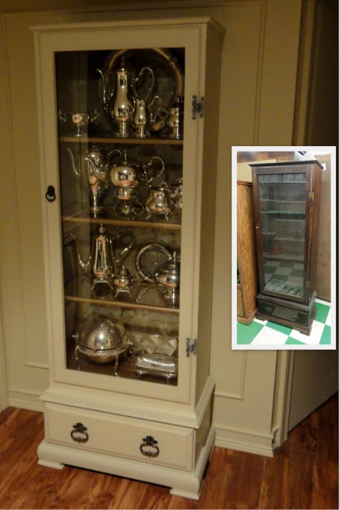 before and after---gun cabinet to silver cabinet!