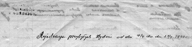 Końskie, strona tytułowa dokumentu z kwietnia 1940 r.