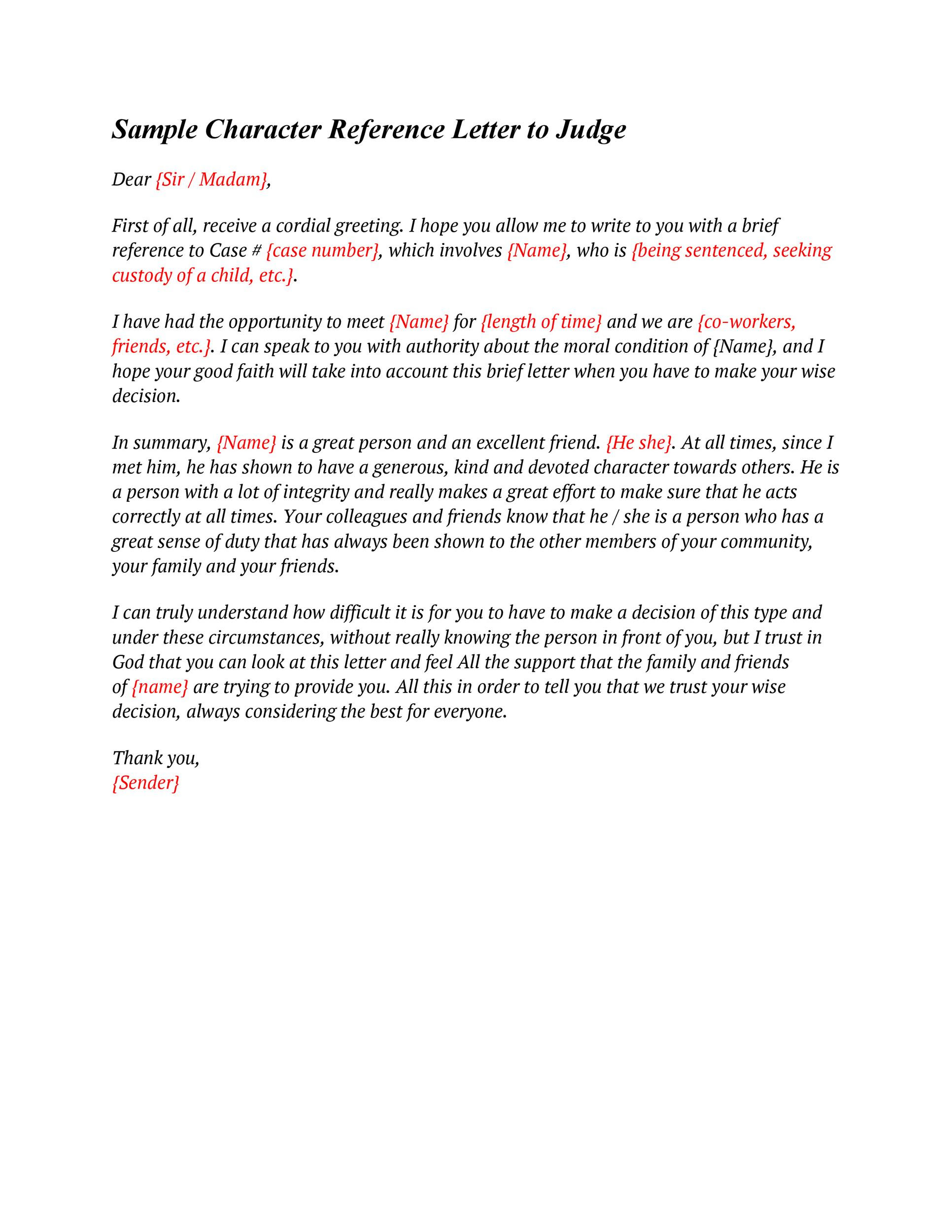 Sample Character Reference Letter For A Good Father The Document Template