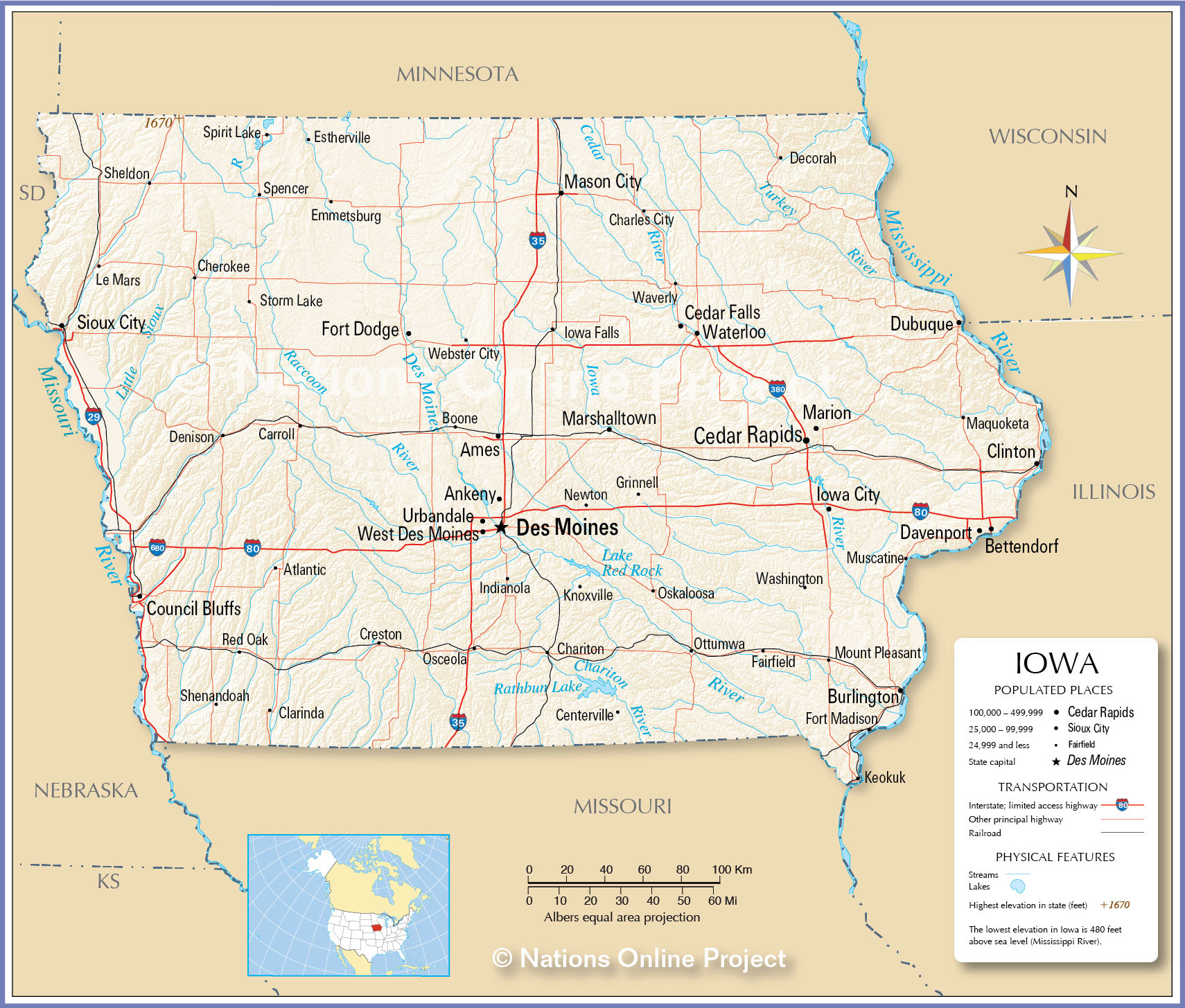 Maps: United States Map Iowa
