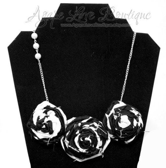 Little Black Dress Rosette Bib Necklace
