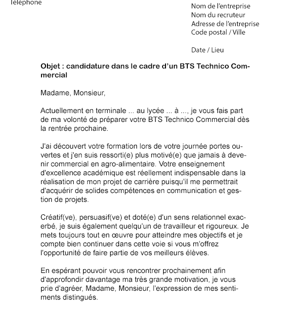 Lettre De Motivation Reprise D'études Bts Muc
