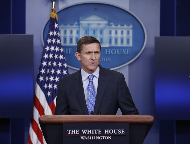 National Security Adviser Michael Flynn speaks during the daily news briefing at the White House, in Washington, Wednesday, Feb. 1, 2017. Flynn said the admi...