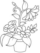 Flower Pot Drawing Images With Colour Easy - pic-insider