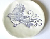 Ceramic Dish with Purple Bird, Wedding Decor Plate, Ecofriendly - Ceraminic