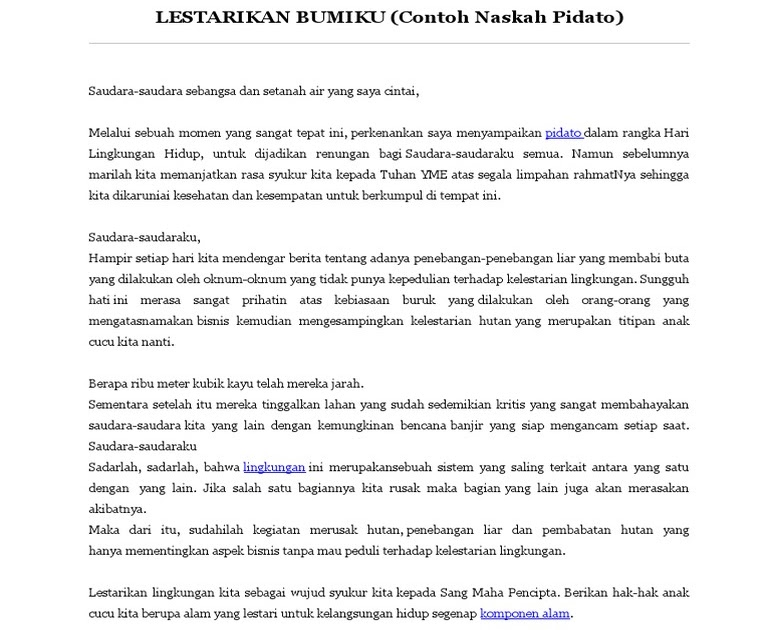 Pidato Tentang Kerusakan Hutan - Student Asia