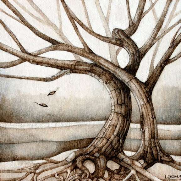 tree art woodburning neutral woodland tree of life landscape print - TheHauntedHollowTree tree art woodburning neutral woodland tree of life landscape print - TheHauntedHollowTree
