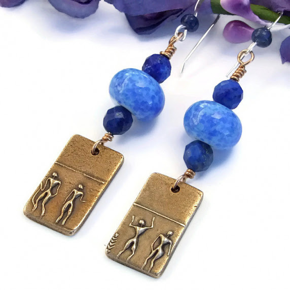 http://shadowdogdesigns.indiemade.com/gallery/image/under-blue-desert-sky-bronze-tribal-earrings-lampwork-and-lapis-lazuli-0