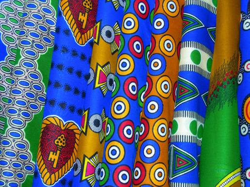 Cloth for sale in at market in Ghana