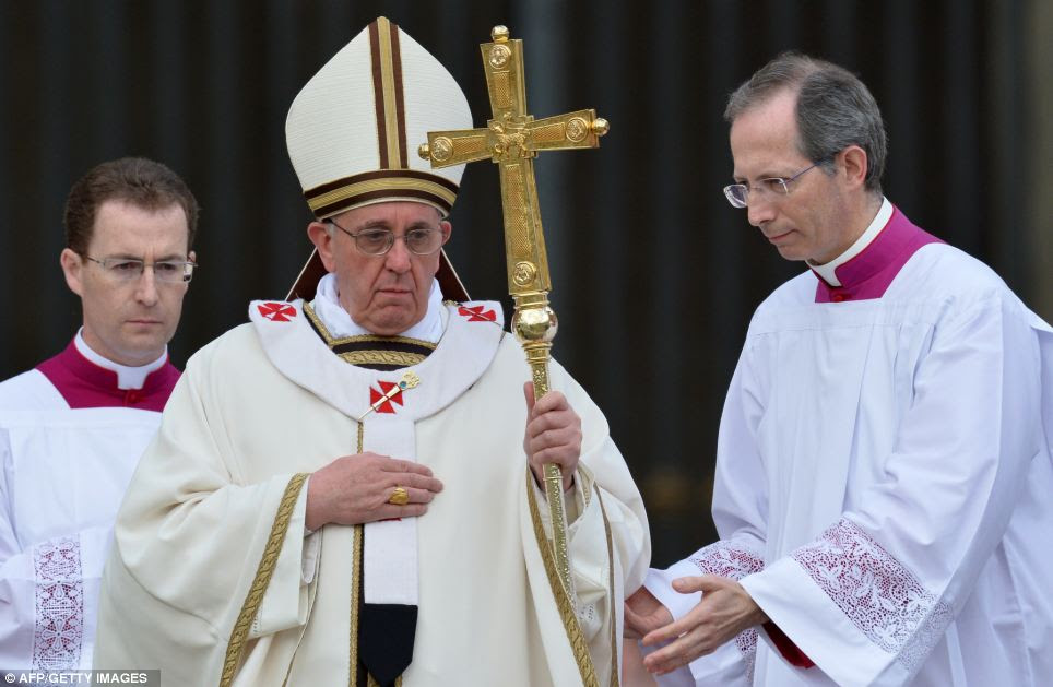 Blessing: The pope was due to give his first Easter speech and blessing after the Mass today