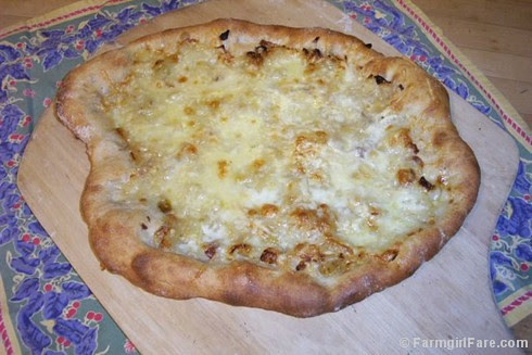 Caramelized Onion and Garlic Pizza with Three Cheeses