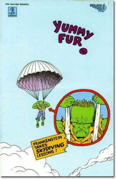 No, THIS is the world's greatest Frankenstein comic book cover! (Yummy Fur #16)