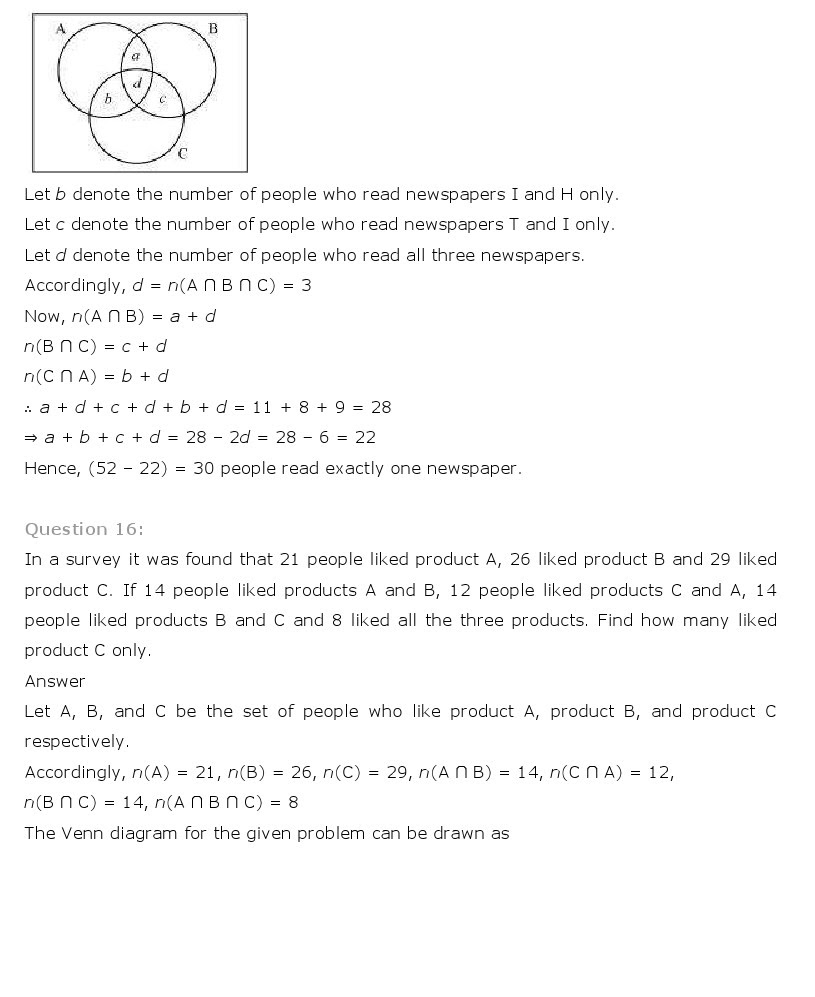 NCERT Solutions for Class 11th Maths Chapter 1 - Sets