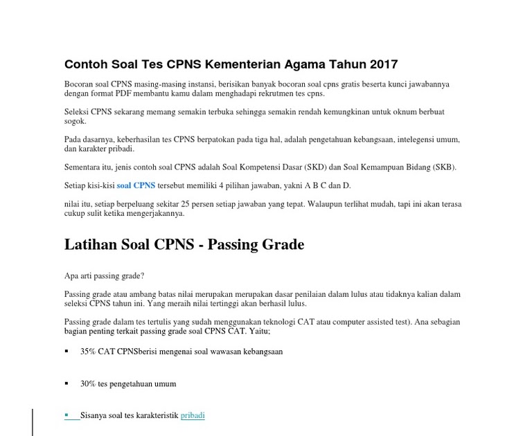 Contoh Soal Cpns 2016