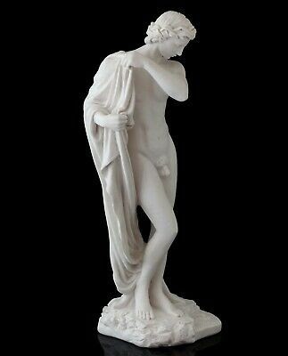 Narcissus Greek Myths Hero Marble Statue Stone Figurine Nude Male