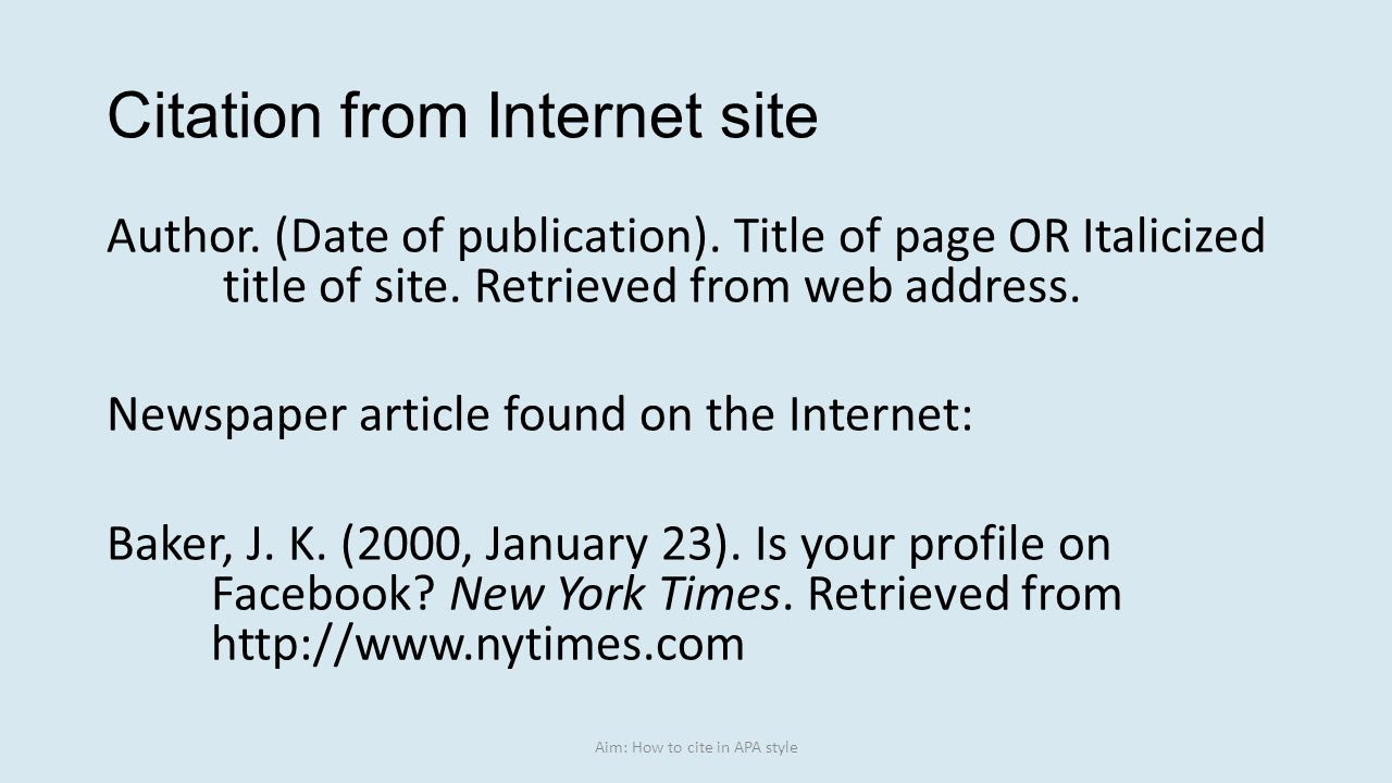 Online Citation Format