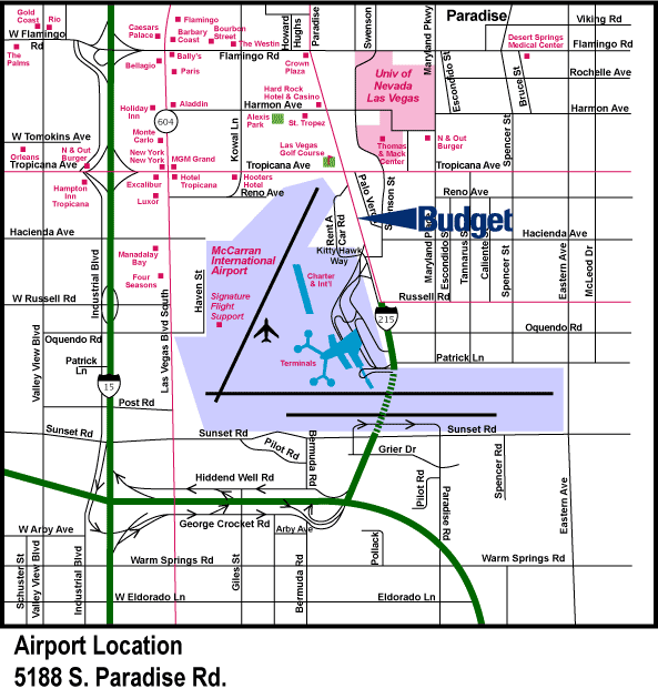 Las vegas airport car rental map draw a topographic map
