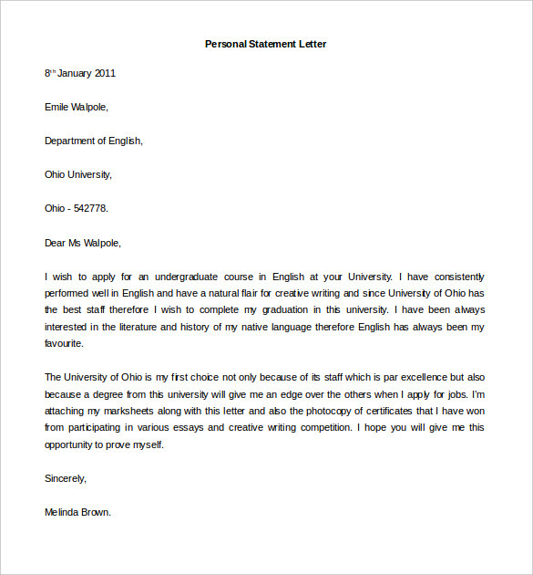 Personal Letter Example Letter