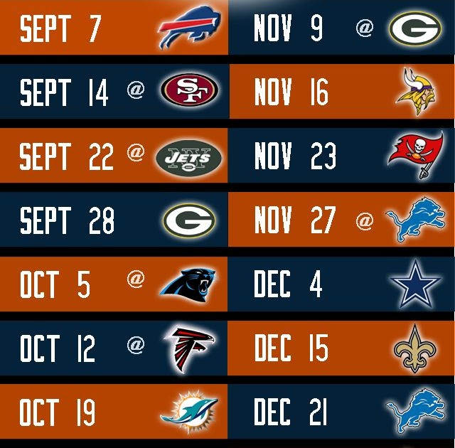 Bears Schedule Printable - Printable World Holiday