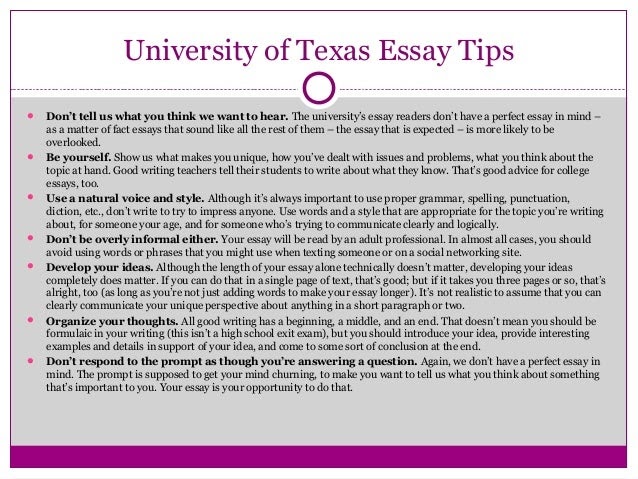 university of texas at austin application essays