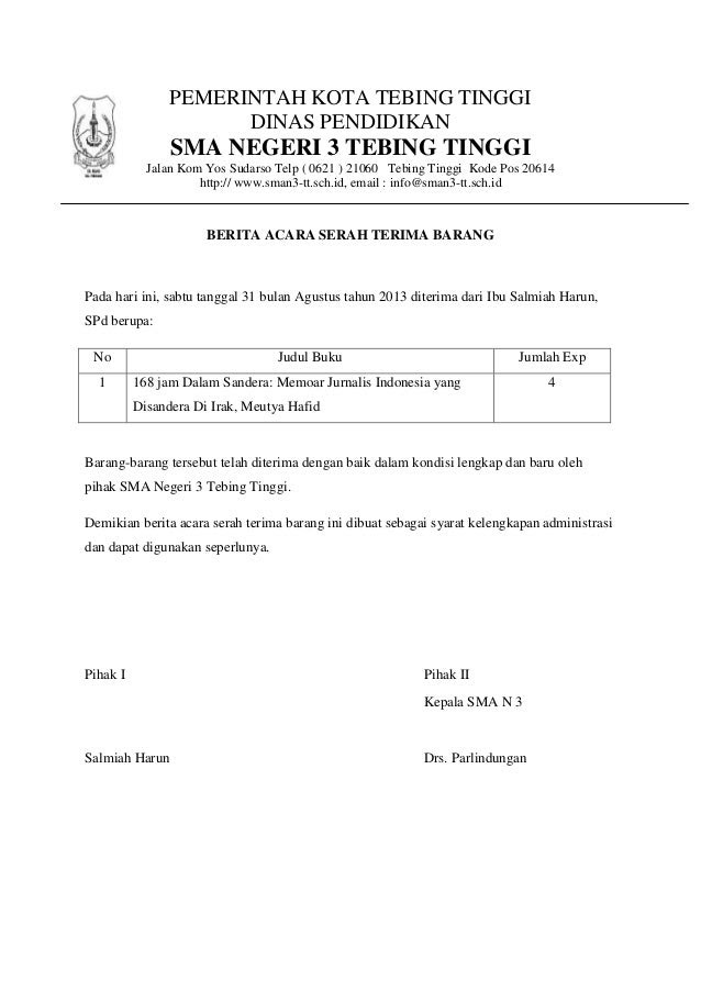 Contoh Surat Berita Acara Serah Terima Kunci Rumah
