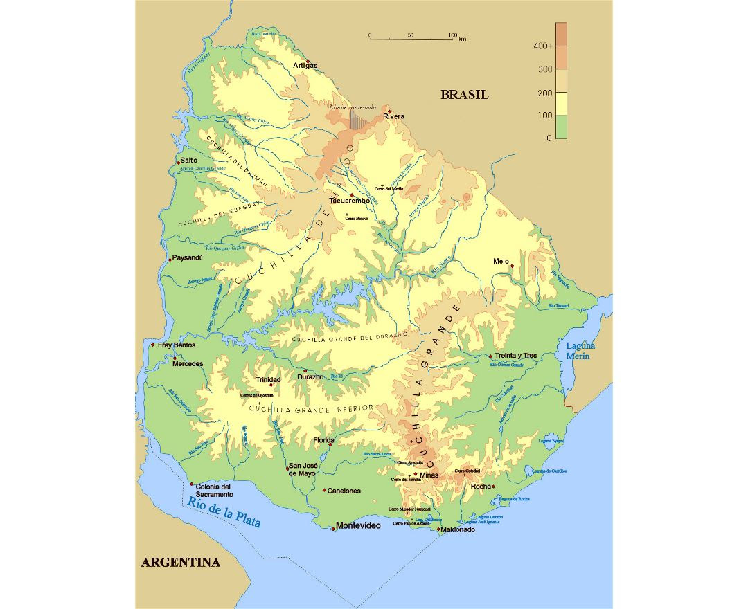 Уругвай столица на карте. Физическая карта Уругвая. Уругвай политическая карта. Уругвай на карте. Подробная карта Уругвая.
