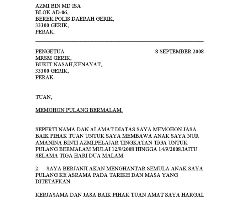 Contoh Surat Rayuan Mrsm Tingkatan 1 - Selangor p