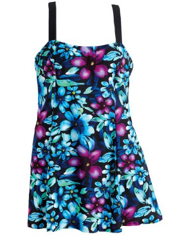 -> Swim 365 Plus Size Swimsuit In Print With Skirt Swim365 (Purple ...