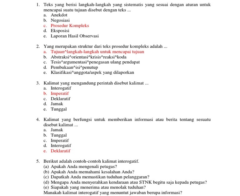 Contoh Soal Pilihan Ganda Kompleks