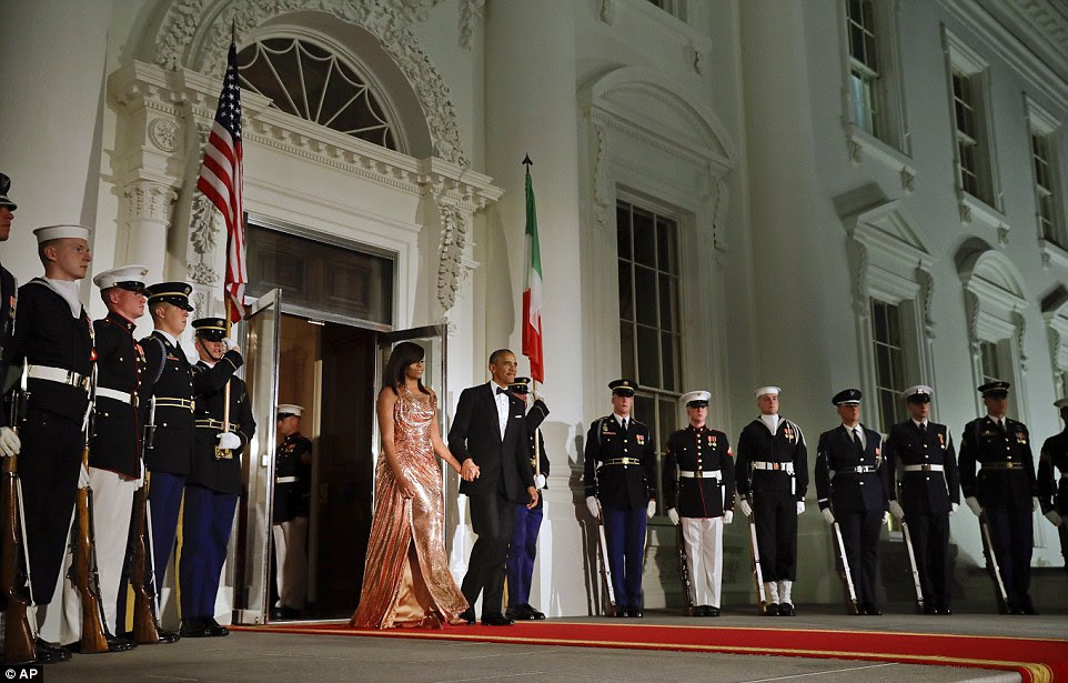 Barack Obama had promised that they had 'saved the best for last.' And the first lady lived up to that promise with her stunning custom-made Atelier Versace dress