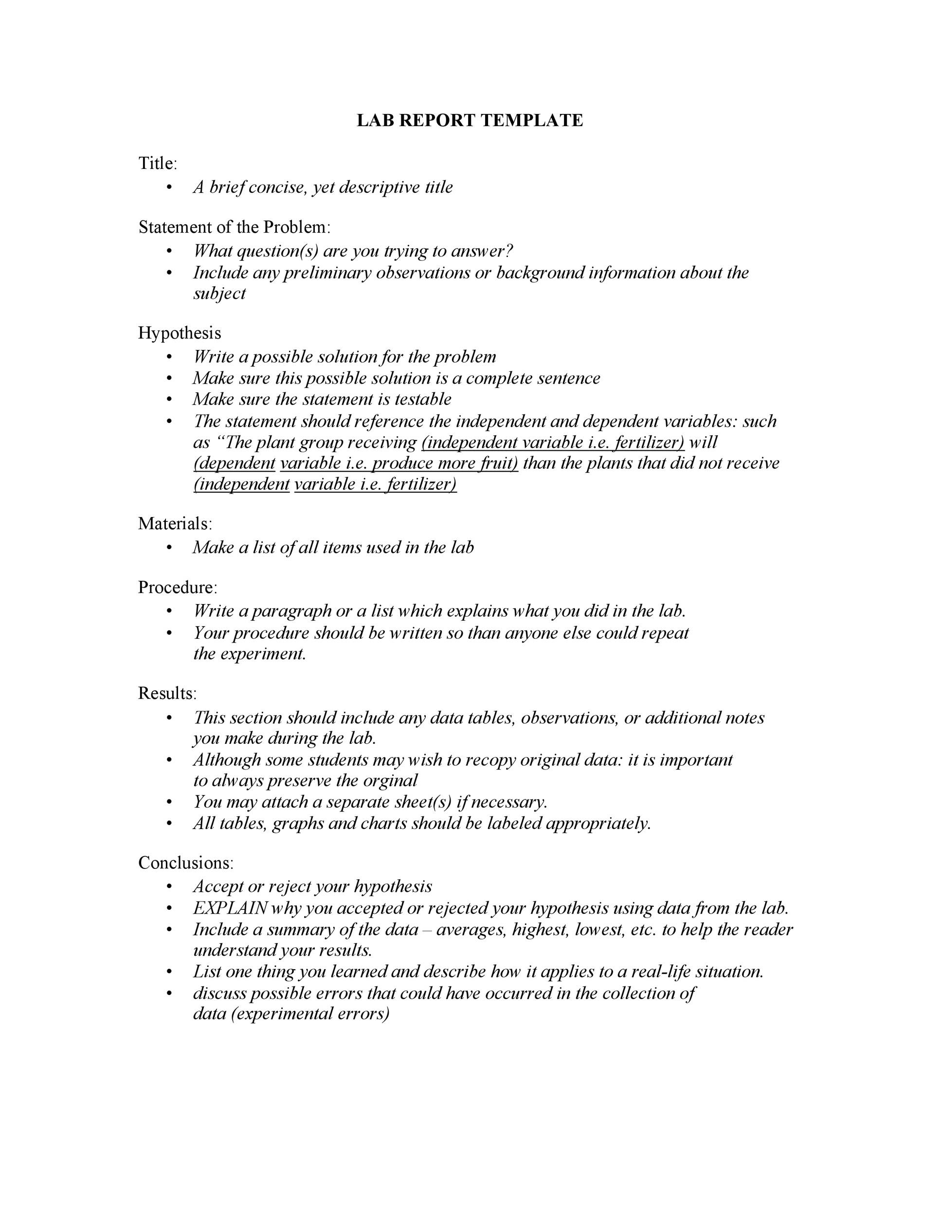 Lab Procedure Template PDF Template