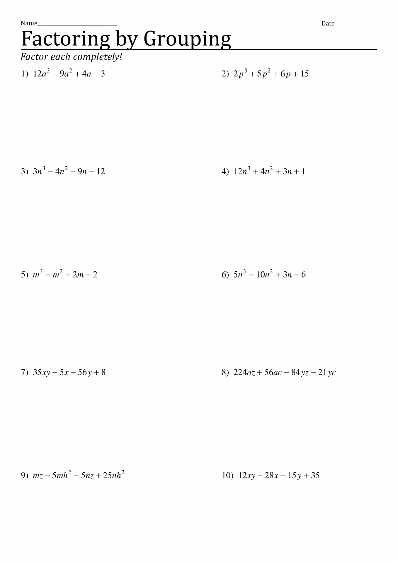 11 Best Images of Factoring Polynomials By Grouping Worksheets With Regard To Factoring By Grouping Worksheet Answers