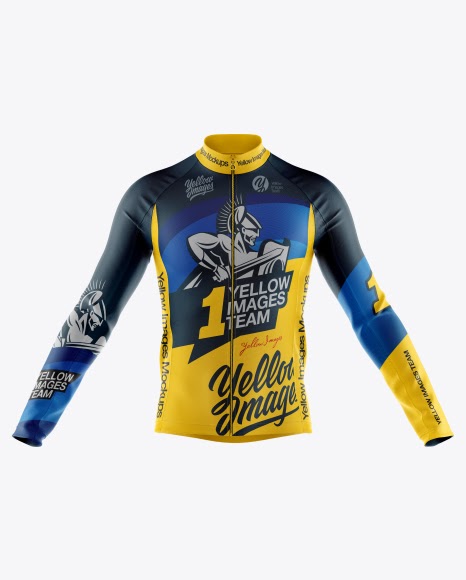 Download Free Men's Full-Zip Cycling Jersey With Long Sleeve Mockup ...