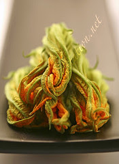 Flowers - Zucchini Blossoms on a Black Plate