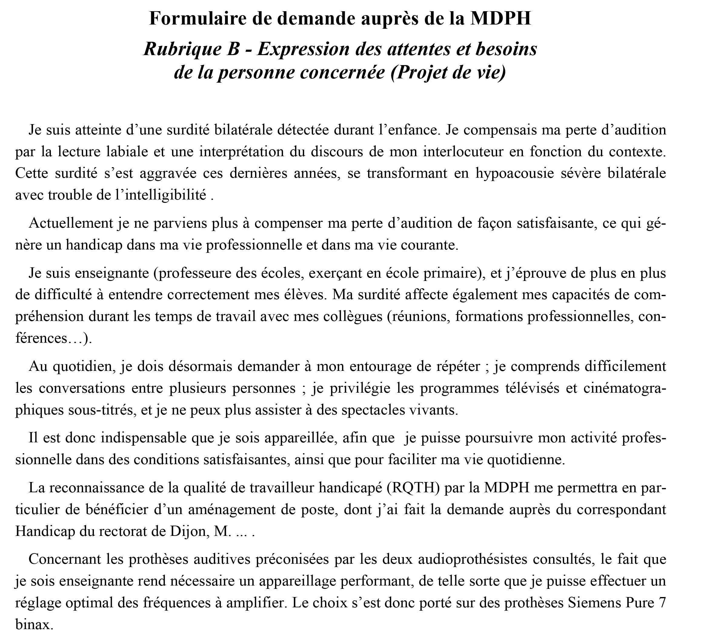 Mdph Expression Des Attentes Et Besoins De La Personne Concernée