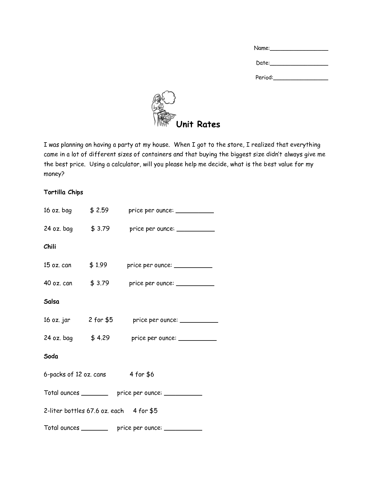 22 Best Images of Unit Rate Worksheets 22th Grade Unit Rates With Unit Rate Worksheet 7th Grade