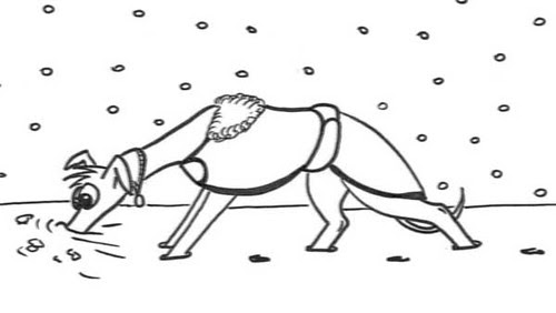 Comic-Whippet-Schneepflug