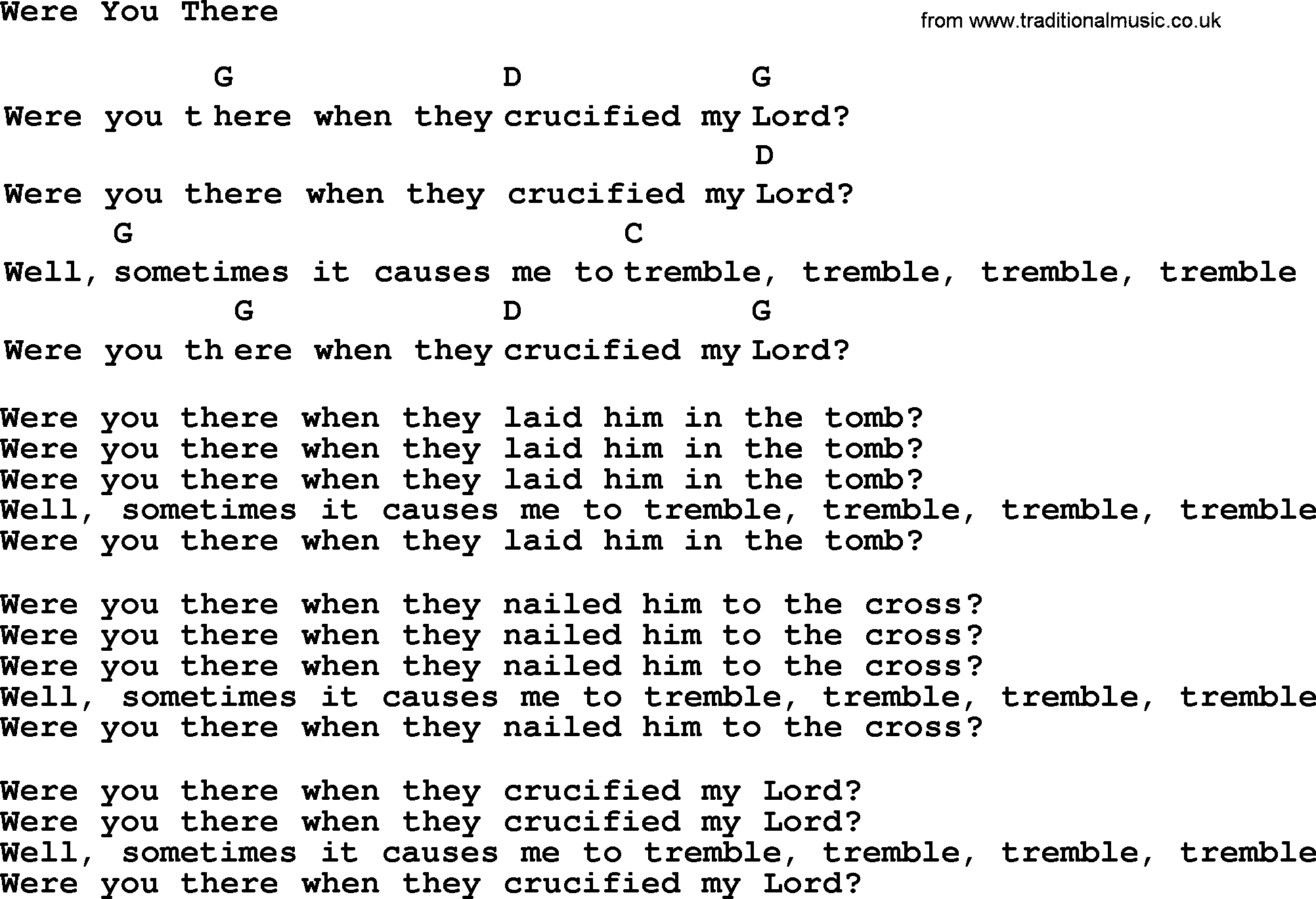 Were You There Chords - Sheet and Chords Collection