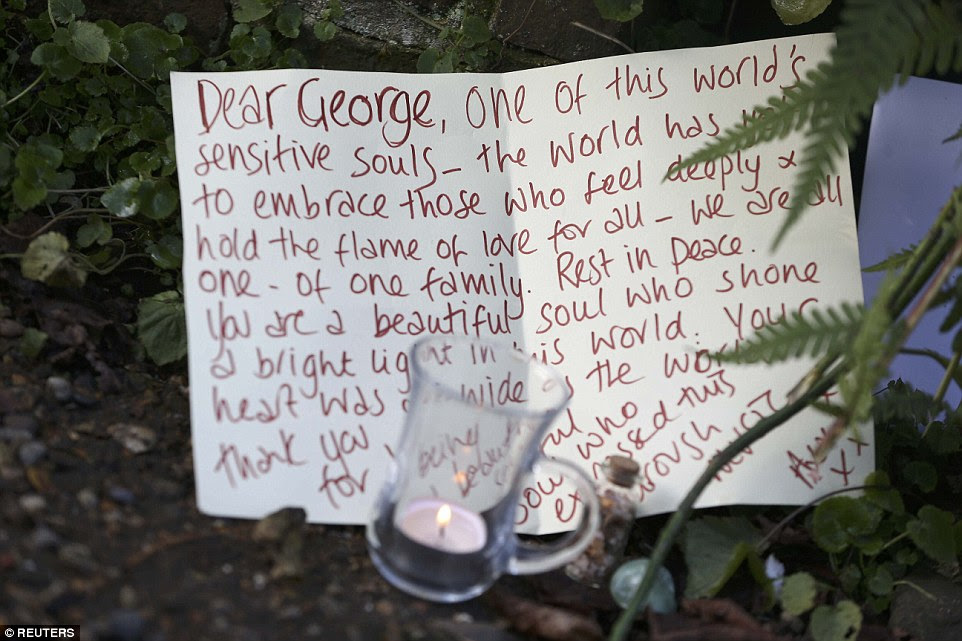 One message described the singer as 'one of this world's sensitive souls', adding that he 'shone a bright light in the world'