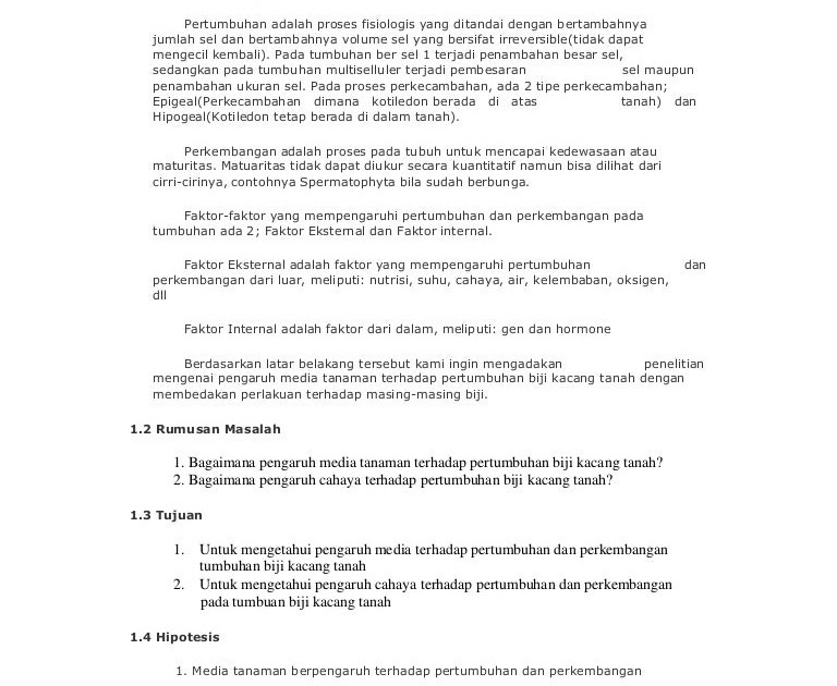 Contoh Laporan Penelitian Tentang Tumbuhan