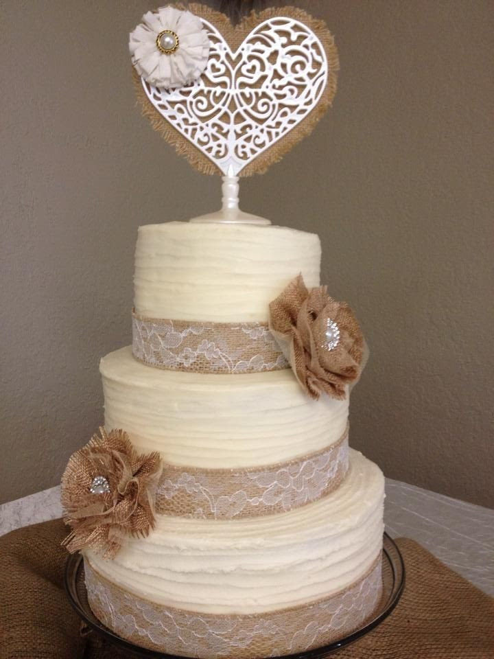 Southern Blue Celebrations Burlap &amp; Lace Cake Ideas and
