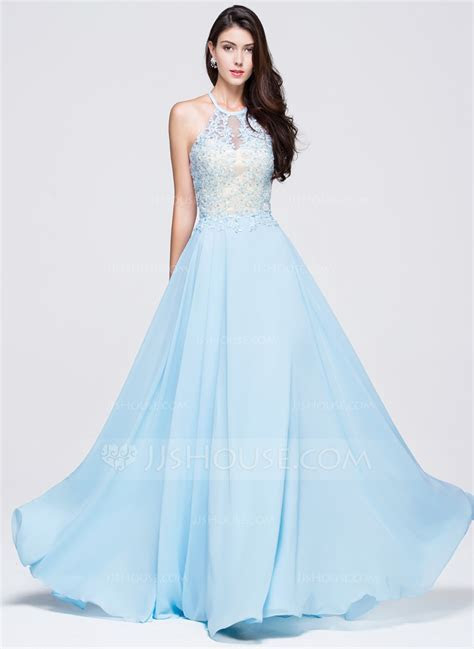 A Line/Princess Scoop Neck Floor Length Chiffon Prom Dress A Line/Princess Scoop Neck Floor Length Chiffon Prom Dress